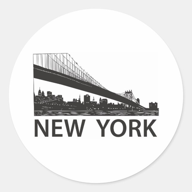 New York Skyline Runder Aufkleber (Vorderseite)