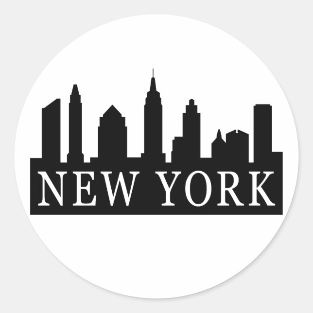 New York Skyline Runder Aufkleber (Vorderseite)