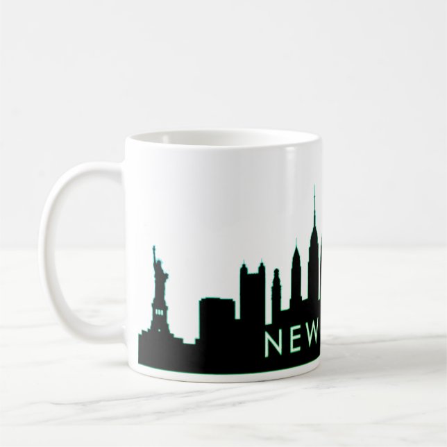New York Skyline Silhouette Black Elegante Script Kaffeetasse (Links)