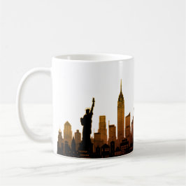 New York Skyline Silhouette Brown Elegante Script Kaffeetasse