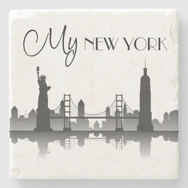 NEW YORK Skyline Silhouette Modern Steinuntersetzer (Vorderseite)
