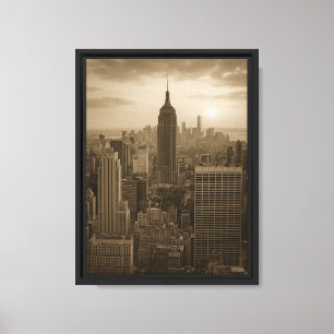 New York Skyline Sunset Sepia Leinwanddruck