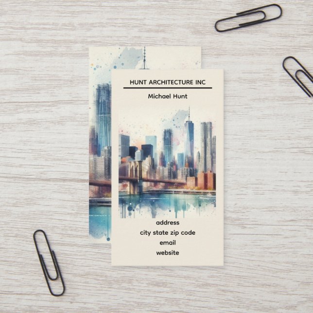 New York Skyline Template Business Card Visitenkarte (Vorderseite/Rückseite Beispiel)