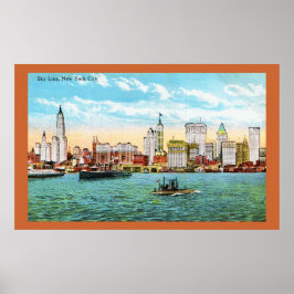 New York Skyline Vintag Poster