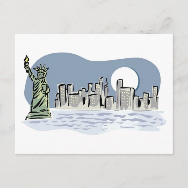 New York Skyline von Moonlight Postkarte (Vorderseite)