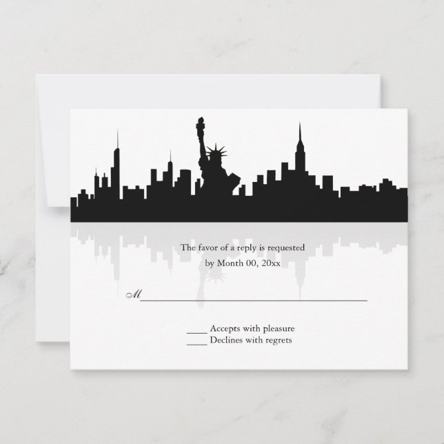 New York Skyline Wedding RSVP Karte (Vorderseite)