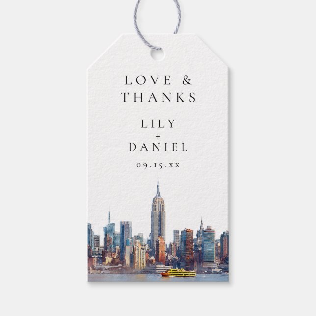 New York Skyline Wedding Thank You Geschenkanhänger (Vorderseite)
