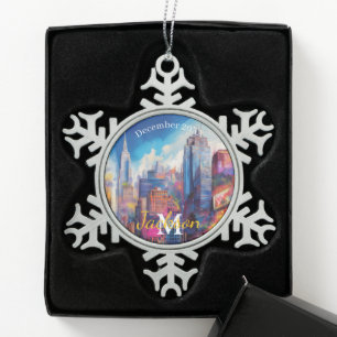 New York Snowflake Pewter Weihnachtsschmuck Schneeflocken Zinn-Ornament
