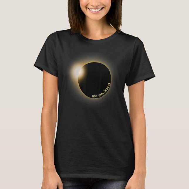 New York Solar Eclipse 2024 für Astronomie T-Shirt (Vorderseite)