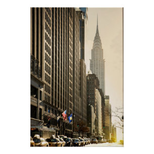 New York, St. e-42 und Chrysler-Gebäude Poster