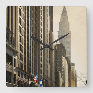 New York, St. e-42 und Chrysler-Gebäude Quadratische Wanduhr