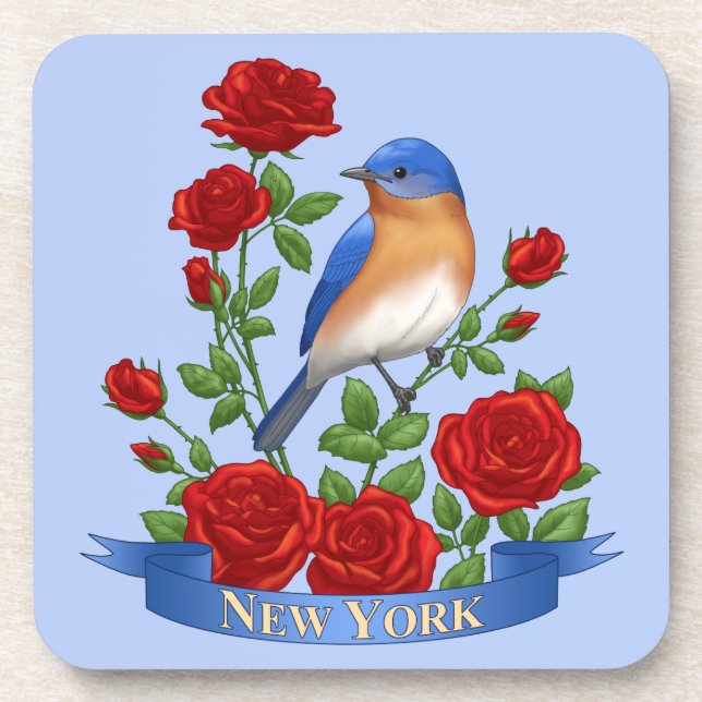New York Staat Bird und Blume Getränkeuntersetzer (Vorderseite)