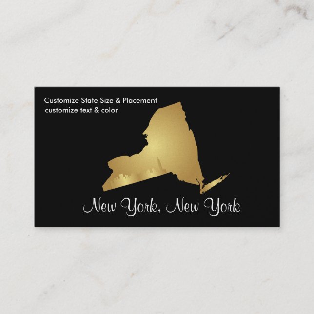 New York Staat Business Card Metallic Gold Visitenkarte (Vorderseite)