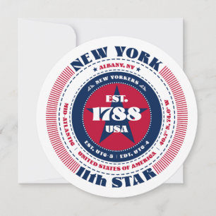 New York Staat Circular Typografy Flat Card