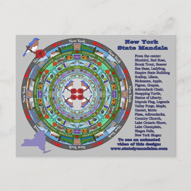 New York Staat Mandala Postcard Postkarte (Vorderseite)