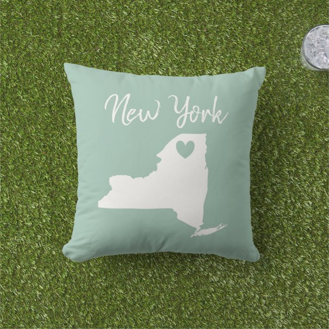 New York Staat Map Liebe Zuhause Throw Kissen (Golfball-Marker)