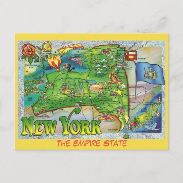 New York Staat Map Postkarte (Vorderseite)