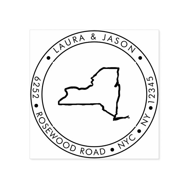 New York Staat Map Rücksendeadresse Wood Art Brief Gummistempel (Prägung)