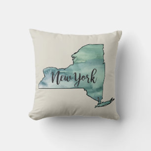 New York Staat Map Watercolor Throw Kissen