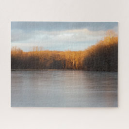 New York Staat Nature Twilight Winter Lake