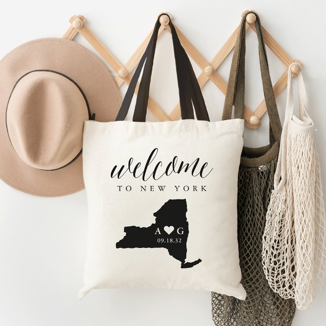 New York Staat Silhouette Wedding Welcome Tasche (Von Creator hochgeladen)