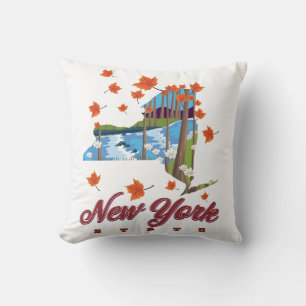 New York Staat Travel Poster Kissen