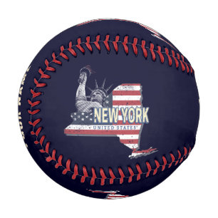 New York Staat United Staaten Retro Map Vintag USA Baseball