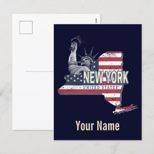 New York State États-Unis Retro Carte Vintage USA