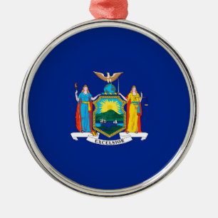 New York State Flag Design Silbernes Ornament