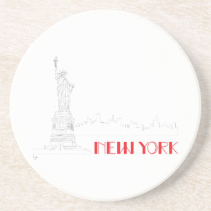 New-York, Statue-of-Liberty Cool Sandstein Untersetzer