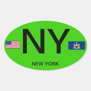 New York - Sticker ovale de style européen