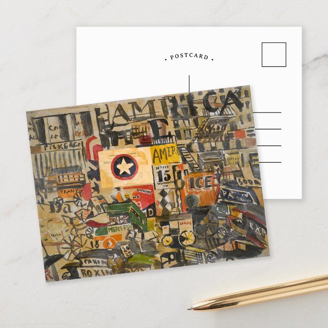 New York Street Scene | Joaquín Torres-García Postkarte (Von Creator hochgeladen)