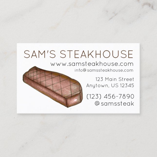 New York Strip Steak Steakhouse Restaurant Food Visitenkarte (Vorderseite)