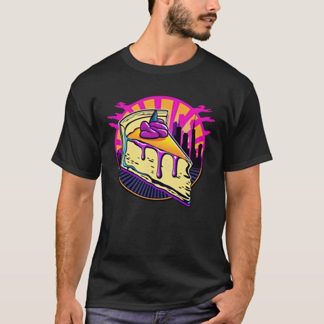 New York Style Cheesecake Synthwave 80s Retrowave  T-Shirt (Vorderseite)