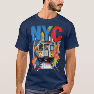 New York Subway NYC Subwayregen Wasserfarbenstil T-Shirt