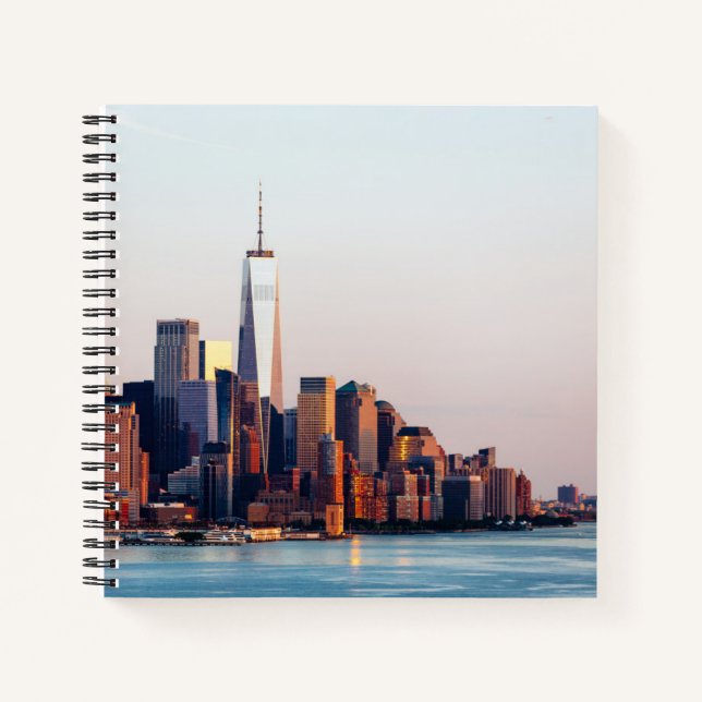 New York Sunset Skyline View of World Trade Center Notizbuch (Vorderseite)