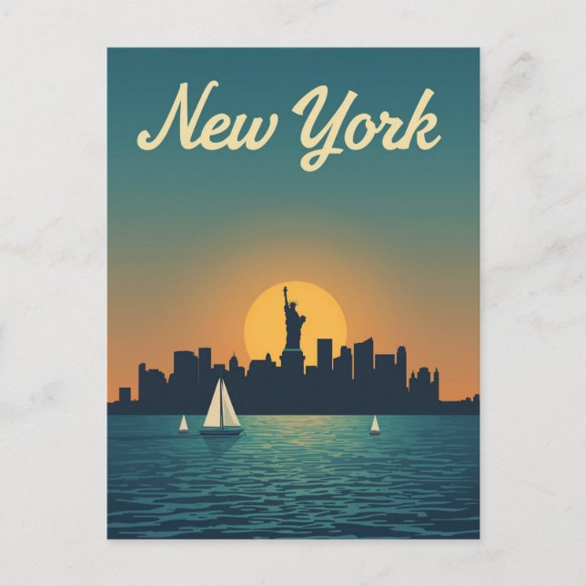 New York Sunset Skyline View Postkarte (Vorderseite)