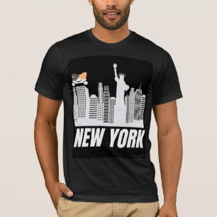 New York & süße Katze Design T-Shirt