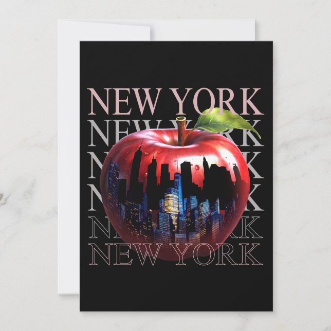 New York The Big Apple Frucht Silhouette City Einladung (Vorderseite)