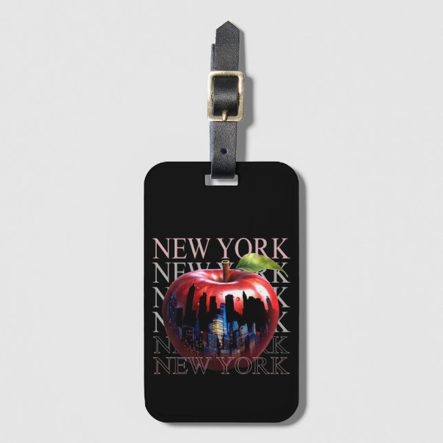 New York The Big Apple Frucht Silhouette City Gepäckanhänger (Vorderseite Vertikal)