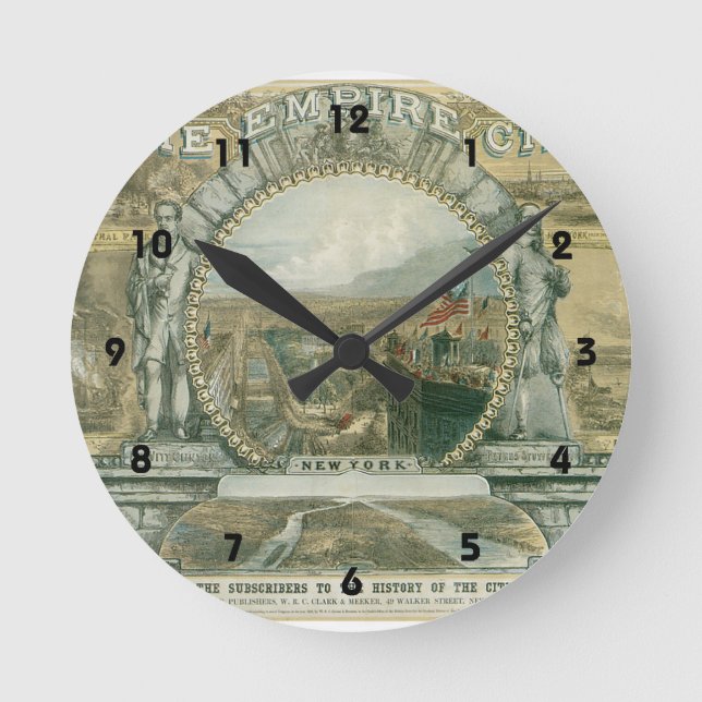 New York The Empire City Runde Wanduhr (Vorderseite)