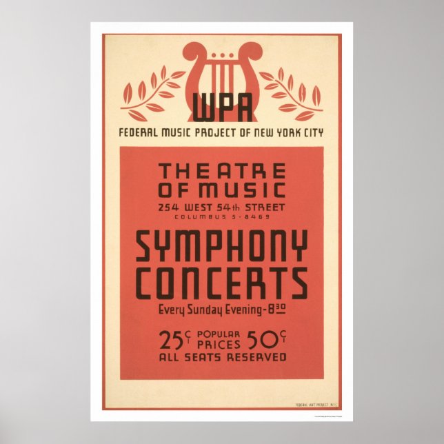 New York Theatre Music 1940 WPA Poster (Vorne)