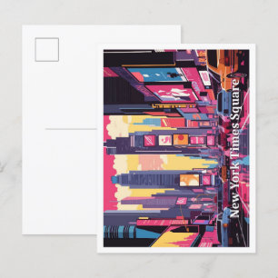 New York Times Square Pop Art Travel Illustration Postkarte