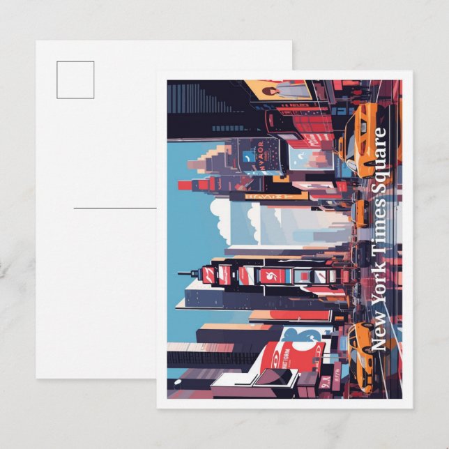 New York Times Square Pop Art Travel Illustration Postkarte (Vorne/Hinten)