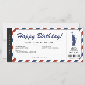 New York Trip Boarding Pass Ticket
