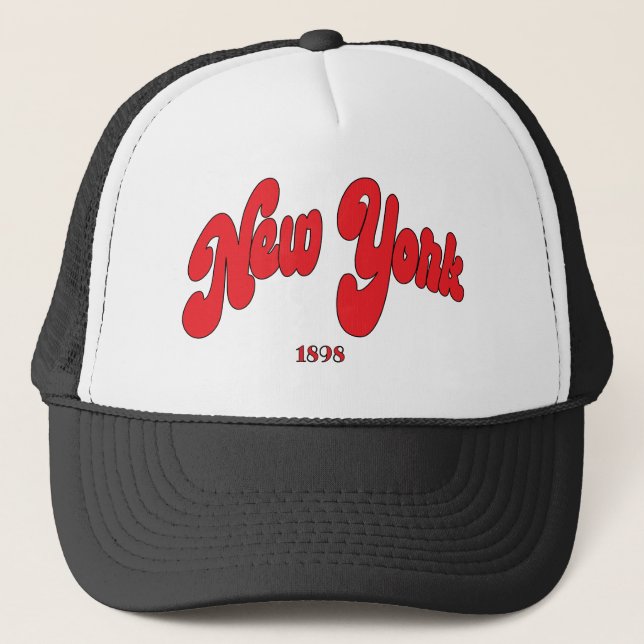 New-York-Typography Black-Grey Truckerkappe (Vorderseite)