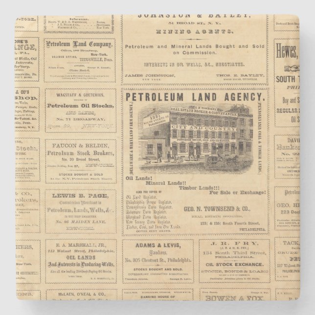 New- York und Pennsylvania-Öl-Anzeigen Steinuntersetzer (Vorderseite)