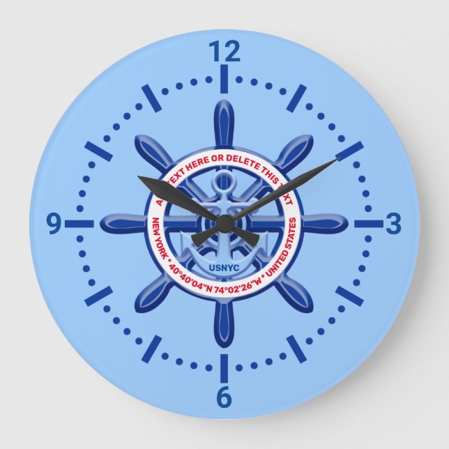 New York, United States, Customizable, Sea Travel Große Wanduhr (Vorderseite)