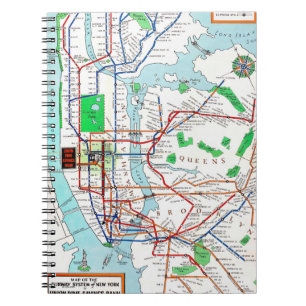 New York: Untergrundbahn Map, 1940 Notizblock