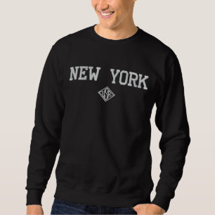 New York USA bestickt Basic Sweatshirt - Schwarz